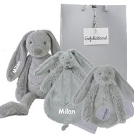 Baby cadeau Rabbit Richie grey met naam