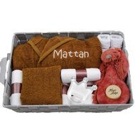 Babymand badjasje brown clay met naam Babymand badjasje brown clay met naam