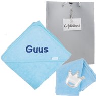 Badcape funnies babyblauw met naam Badcape funnies babyblauw met naam