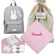 Nijntje Rugtas Funny Days Grey badcape babyroze met naam Nijntje Rugtas Funny Days Grey badcape babyroze met naam
