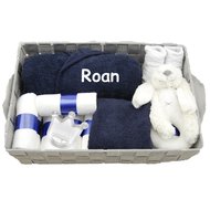 Babymand met badjasje navy blue met naam Babymand met badjasje navy blue met naam