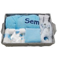 Babymand met badjasje babyblauw met naam Babymand met badjasje babyblauw met naam