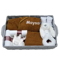 Babymand met badjasje brown clay met naam Babymand met badjasje brown clay met naam