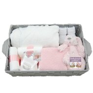 Babymand zwanger badjasje wit met babyroze Babymand zwanger badjasje wit met babyroze