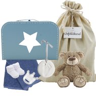 Babykoffertje grijsblauw zwanger cadeau