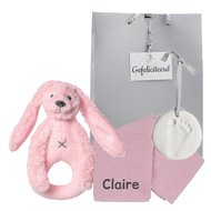 Rammelaar Rabbit Richie pink met naam op monddoekje