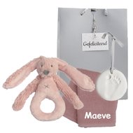 Rammelaar Rabbit Richie old pink met naam op monddoekje