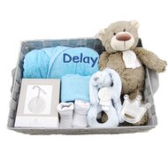 Babymand XXL badjasje babyblauw met naam Babymand XXL badjasje babyblauw met naam