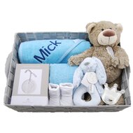Babymand XXL badcape babyblauw met naam Babymand XXL badcape babyblauw met naam