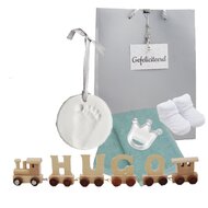 Houten naamtreintje met kleihanger Houten naamtreintje met kleihanger