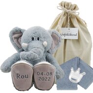 Knuffel Olifant Luka met naam en datum Knuffel Olifant Luka met naam en datum
