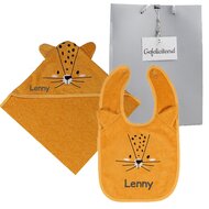 Blush en Blossom Cadeauset Badcape Leopard Lenny met naam