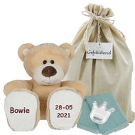 Knuffel Beer Boris met naam en datum Knuffel Beer Boris met naam en datum