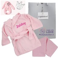 Badjasje babyroze met naam Badjasje babyroze met naam