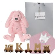 Houten naamtreintje Rabbit Richie Pink Houten naamtreintje Rabbit Richie Pink