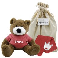 Knuffel Beer Vic Brown met naam op copper shirtje Knuffel Beer Vic Brown met naam op copper shirtje