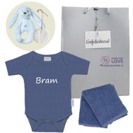 Rompertje silk blue met naam