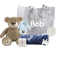 Babytas silk blue met naam Babytas silk blue met naam