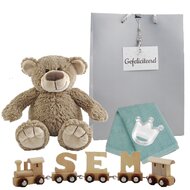 Houten naamtreintje Knuffel Bear Bella