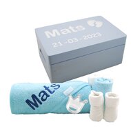 Cadeaubox babyblauw met naam