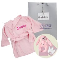 Badjasje babyroze met naam Badjasje babyroze met naam