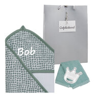 Badcape Ash Green Kraamcadeau met naam