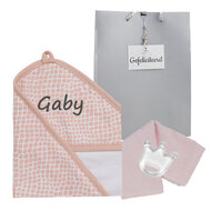 Badcape Pale Pink Kraamcadeau met naam