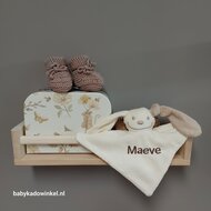 Koffertje Dreamy Mouse met knuffeldoekje met naam en slofjes