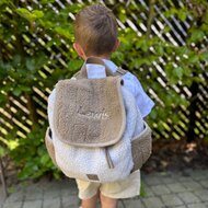 Rugzak Jollein Colourblock Naturel met naam afbeelding