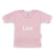 T-shirtje funnies babyroze met naam maat 62/68