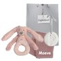 Rammelaar Rabbit Richie old pink met naam op monddoekje