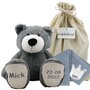Knuffel Beer Vic Grey met naam en datum