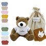 Knuffel Beer Vic Brown met naam op shirtje