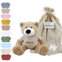 Knuffel Beer Vic Cream met naam op shirtje