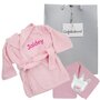 Badjasje babyroze Kraamcadeau met naam en bijtring