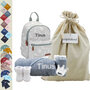 Rugtas Goose grey Kraamcadeau met naam