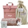 Babycadeaupakket Rugtas Pink met naam