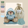 Knuffel Beer Bella met badcape Kraamcadeau met naam