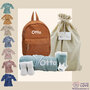 Rugtas Babycadeauset Cognac met naam