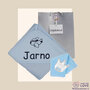 Badcape babyblauw Kraamcadeau met naam